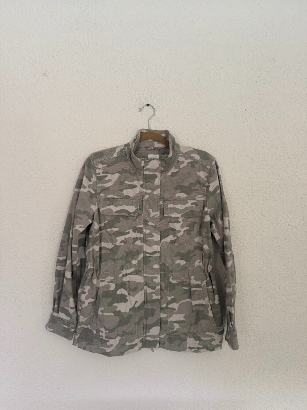 GAP Women's Olive Camo Military Utility Jacket Drawstring Waist Size Medium